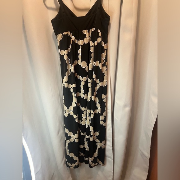 INC Black & Cream Maxi Dress | Graphic Print | Spaghetti Strap | Size S - Picture 3 of 4